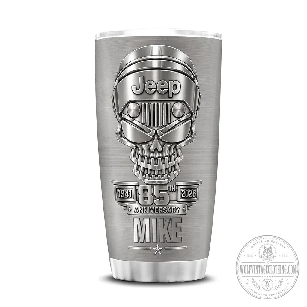 Jeep 85th Anniversary Skull Personalized Stainless Steel Tumbler with Handle 15 Jeep 85th Anniversary Skull Personalized Stainless Steel Tumbler with Handle